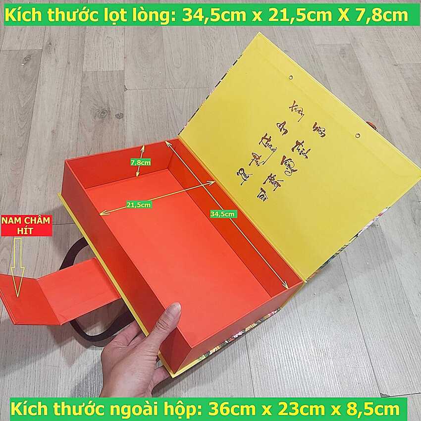 Hộp Đựng Quà Tặng cao cấp (36x23x8,5cm) – Hộp Quà Tặng có quai xách – Hộp Đựng Chai Rượu ,trà, cafe, mứt, kẹo