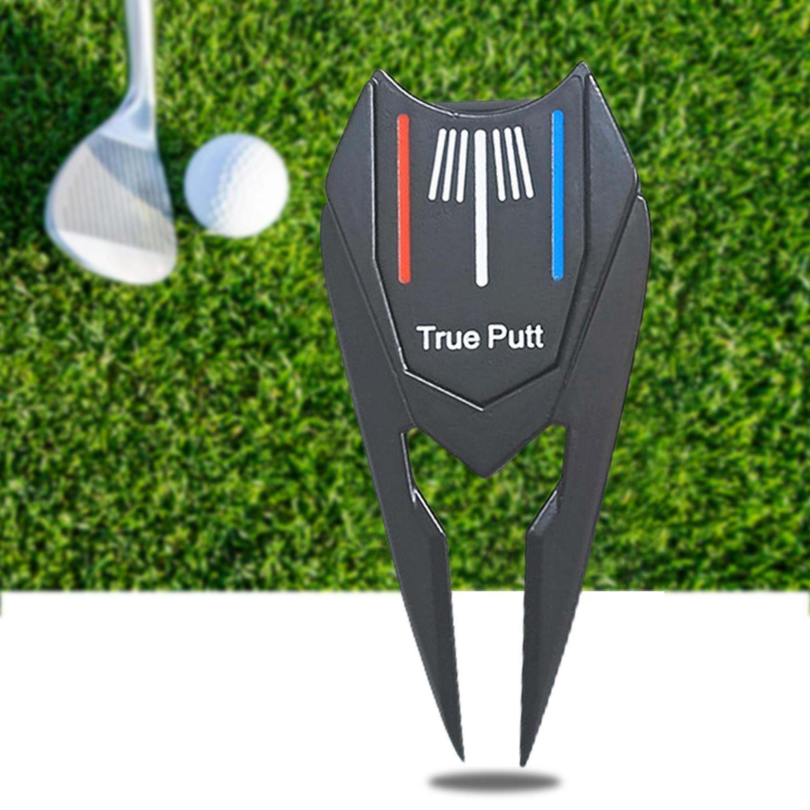 Golf Pitch Repair Tool Portable Alloy Fairway Repair Fork Golf Ball Marker Black