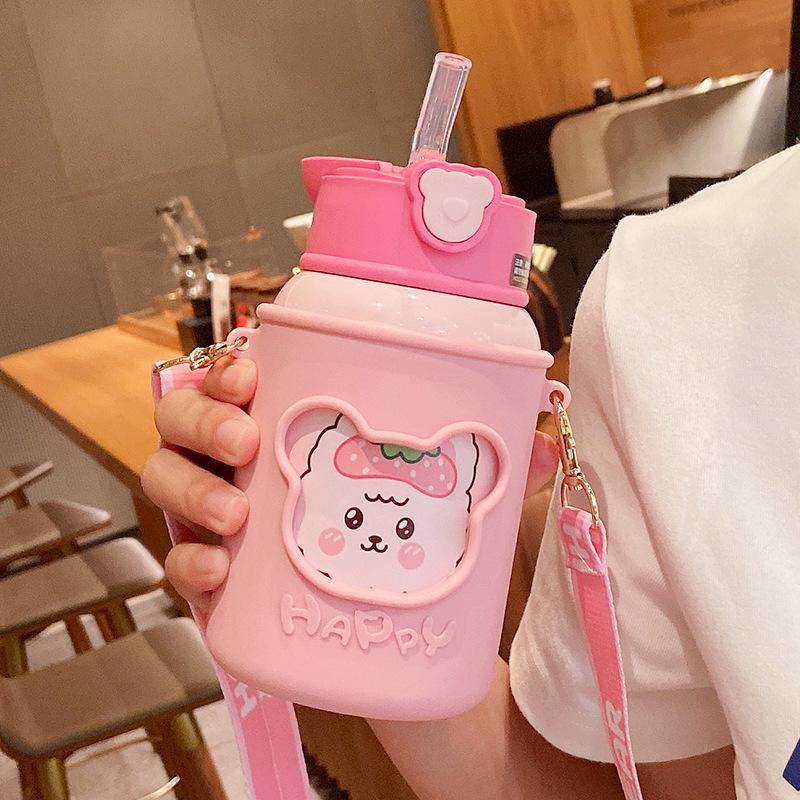 450 ML Dễ Thương Cho Trẻ Em Nước Cho Trường Học Cho Bé Giữ Nhiệt Di Động Trẻ Em Cốc Nước Có Ống Hút Bằng Thép Không Gỉ Cách Nhiệt Giữ Nhiệt