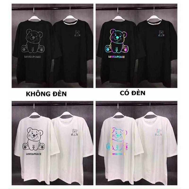 Áo Thun Phản Quang UNISEX 7 màu Gấu*HOT RẺ ĐEP*Áo Phông Nam Nữ Cặp Đôi - Tay Lỡ Form Rộng Chất Cotton T-shirt Freesize