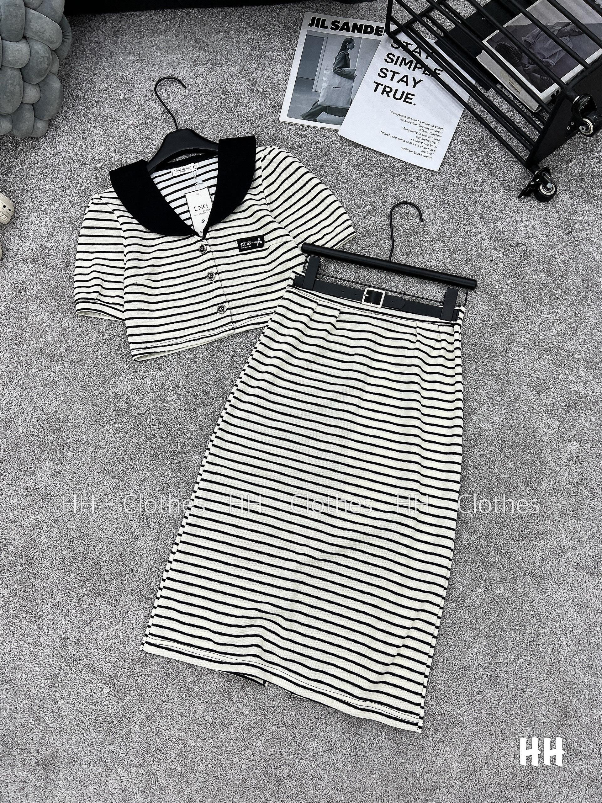 SET ĐI CHƠI, SET 2 MÓN ÁO CROPTOP KIỂU SỌC TAY NGẮN PHỐI CHÂN VÁY DÀI CỰC XINH