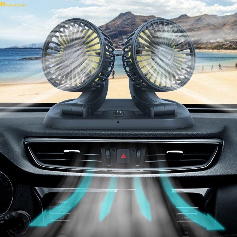 Quạt mini 5V xoay 360 tiện ích trên ô tô, xe hơi, bàn làm việc, ghiđược số di động Tặng tẩu 2USB