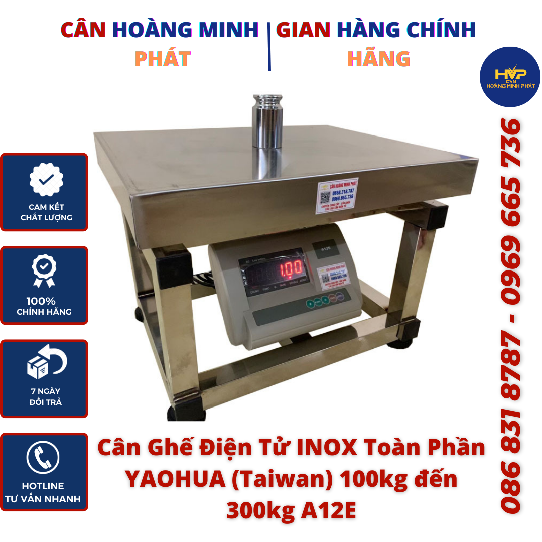 Cân điện tử INOX Toàn Phần YAOHUA (Taiwan) 100kg 150kg 200kg 300kg 500kg A12E (cân công sản) [ CÂN HOÀNG MINH PHÁT