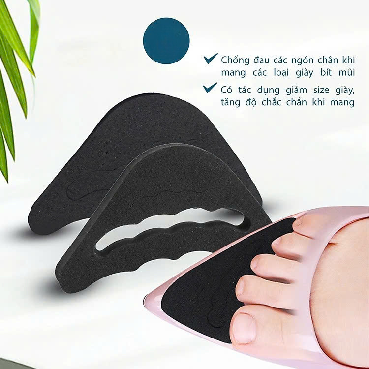 COMBO 2 CẶP Lót mũi giày cao gót cao su non đệm êm ngón chân MÀU ĐEN VÀ MÀU KEM