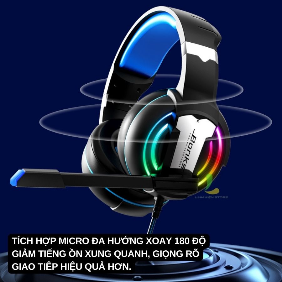 Tai nghe gaming Headphone Bonks G1 - Tai nghe chụp tai chơi game máy tính có dây cực xịn tích hợp micro xoay 180 độ - Hàng nhập khẩu