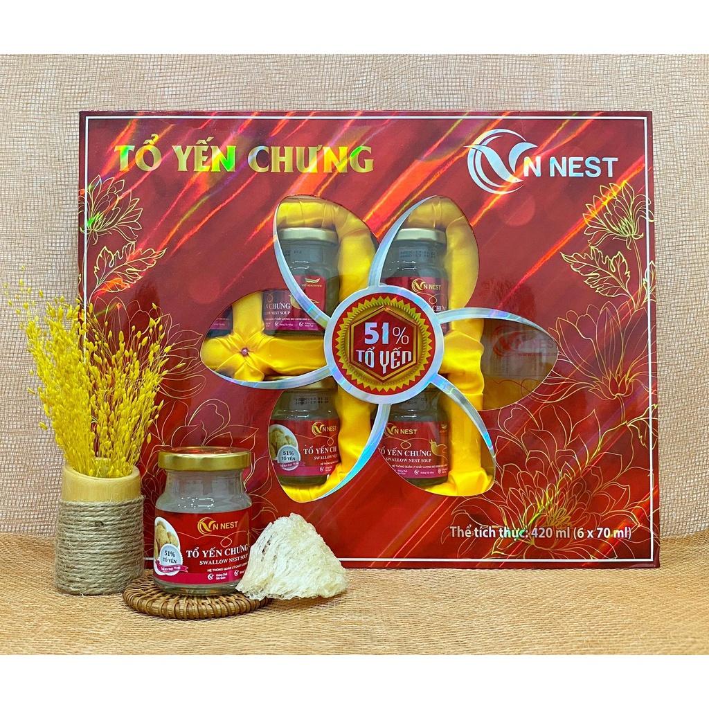 Yến Chưng Sẵn Đường Phèn 51% (Lốc 6 Lọ x 70ml) - Vnnest