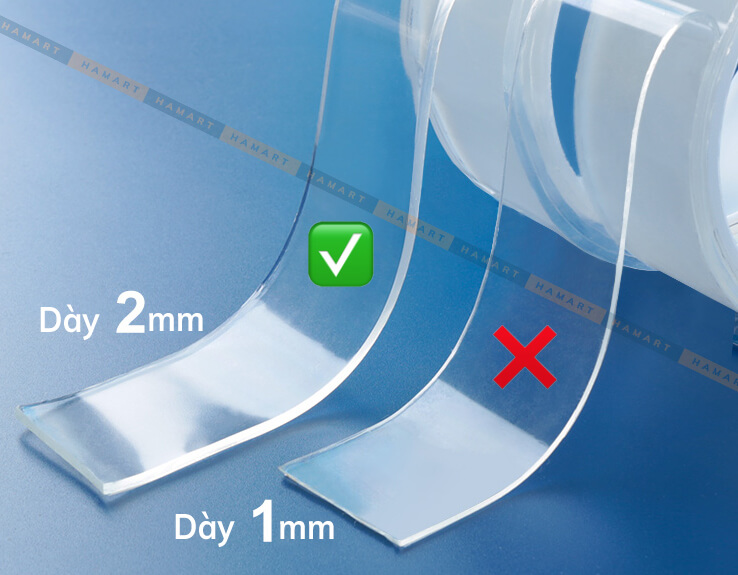 Băng Dính 2 Mặt Đa Năng Keo Trong Suốt Dày 2mm Băng Dính Nano Dán Tường Siêu Dính
