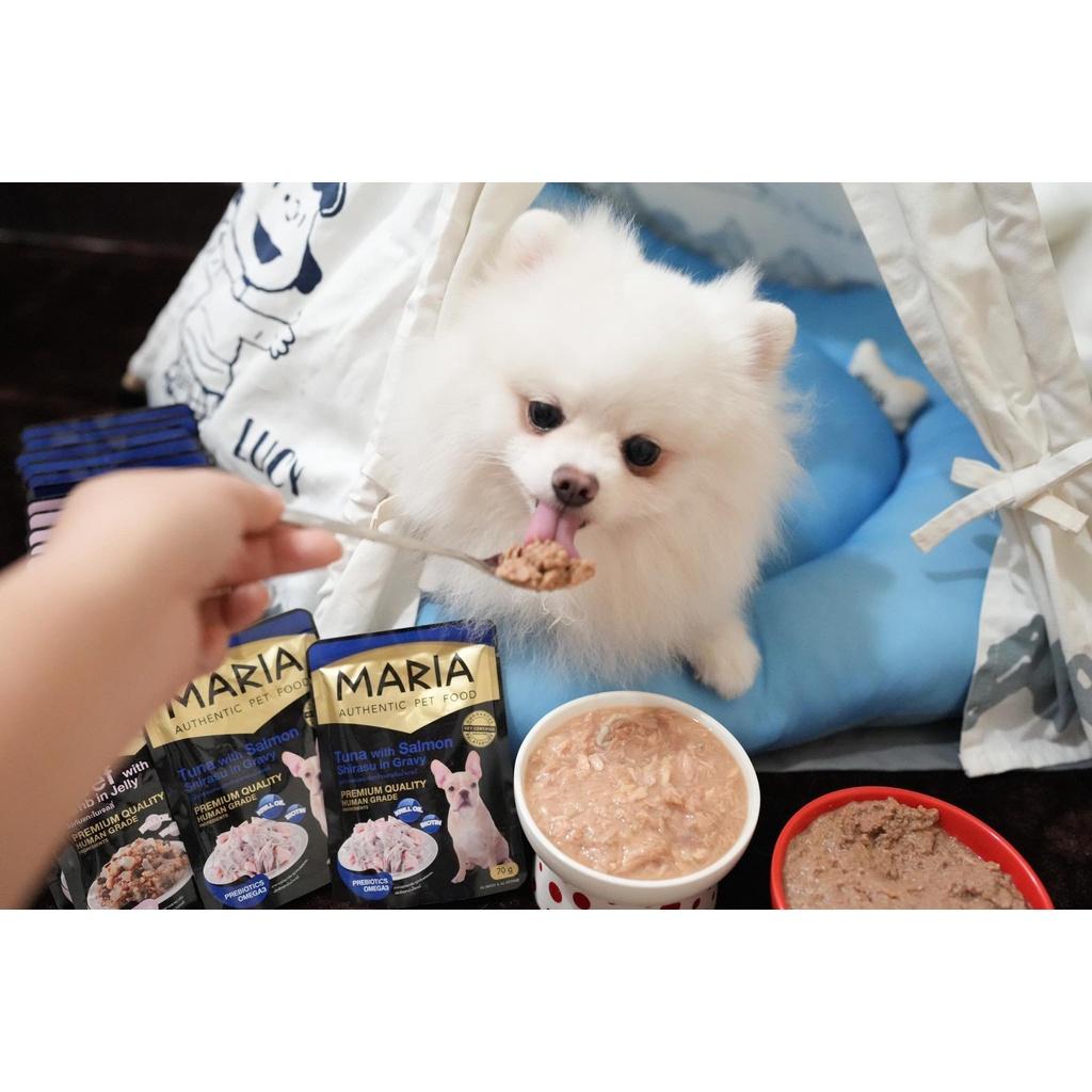 pate cho chó con|poodle Combo 4 gói 70g MARIA AUTHENTIC PET FOOD  - thức ăn cho chó vị thịt bò, thịt gà, cá hồi, cá ngừ