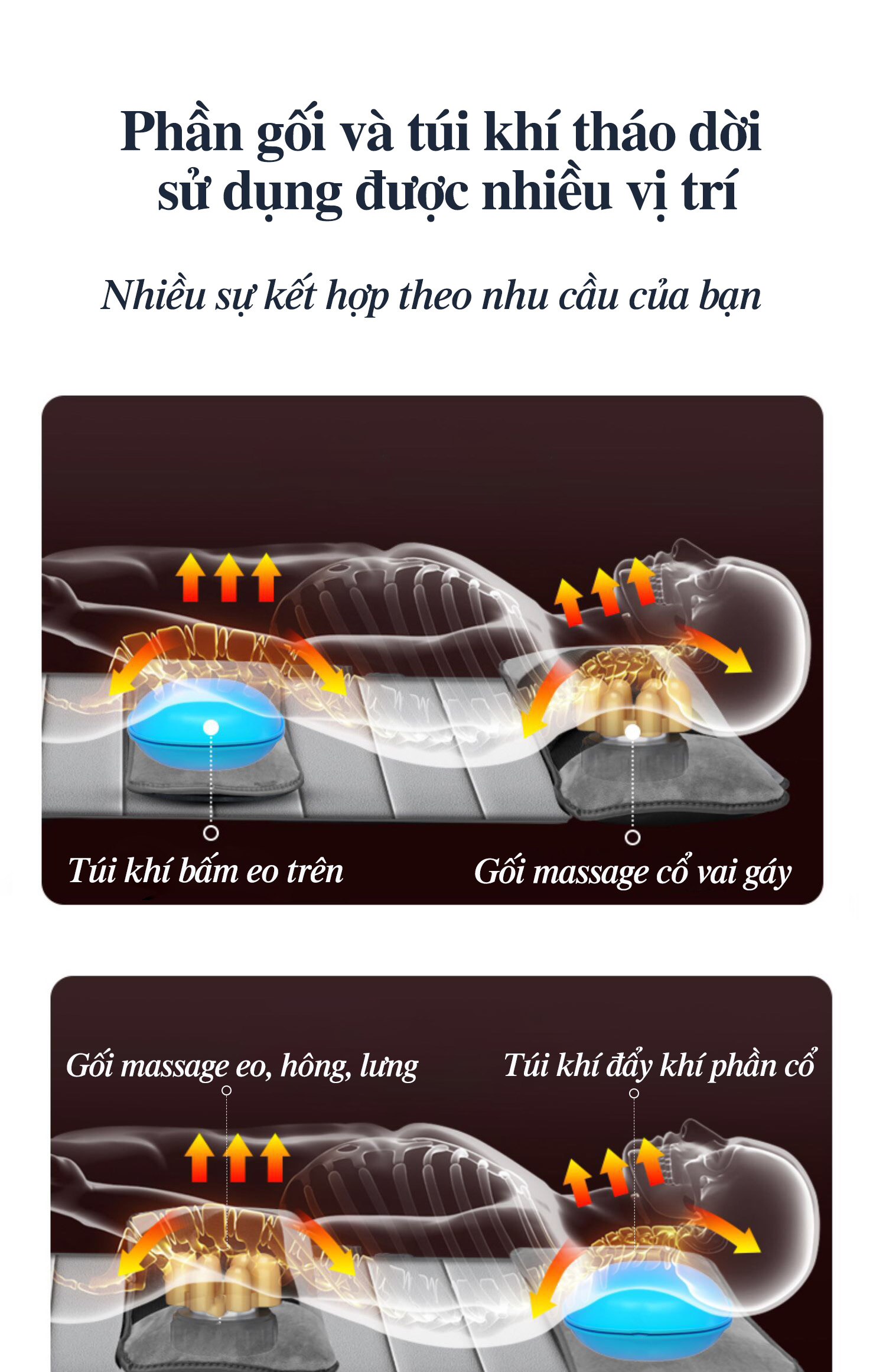 Đệm Massage Toàn Thân Hồng Ngoại Phiên Bản 2021 Đa Điểm Rung Cao Cấp - Tặng Túi Thảo Dược