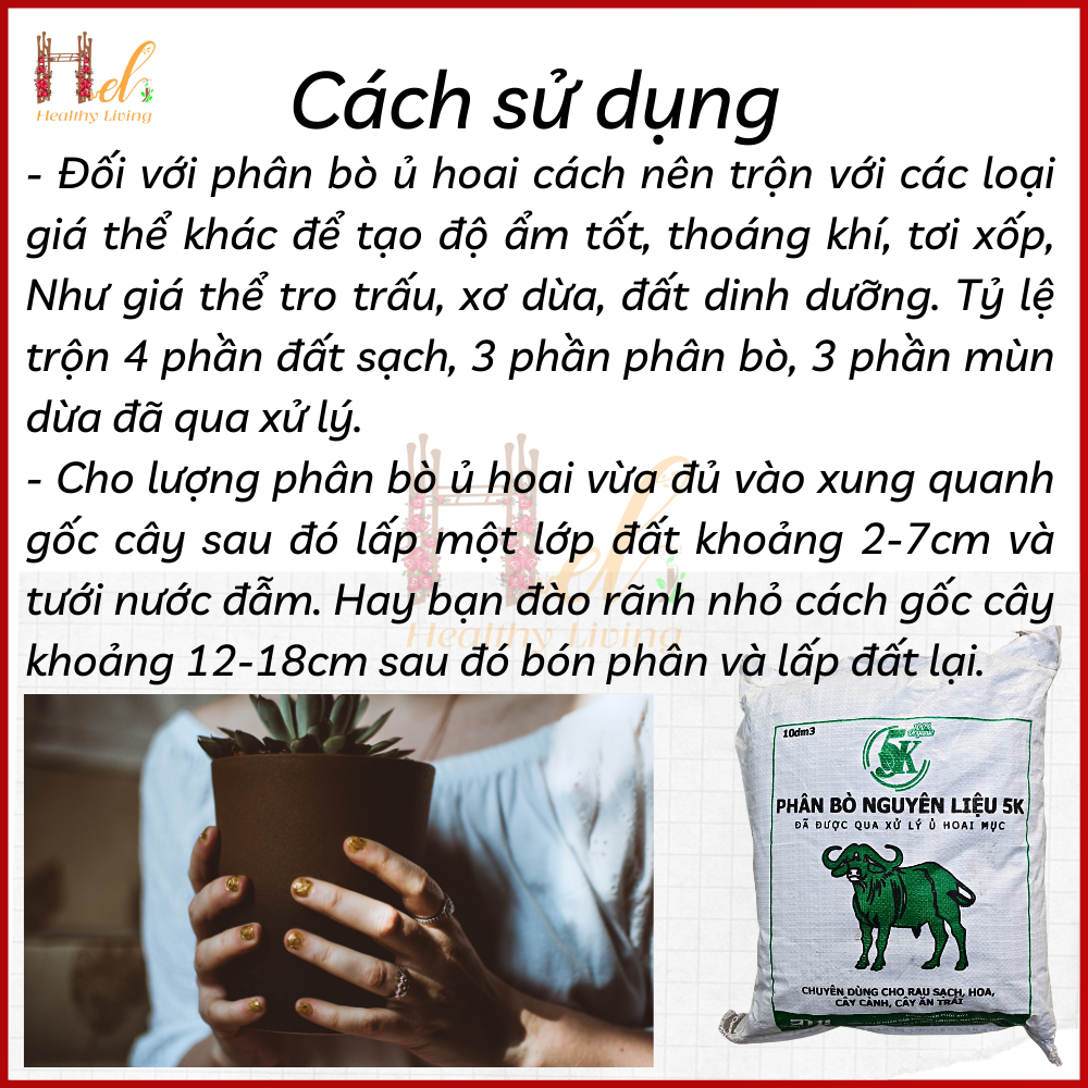 Phân Bò Hoai Mục 10dm3  Đã Qua Xử Lý Trồng Rau, Hoa Kiểng, Cây Kiểng, Cây Trong Nhà