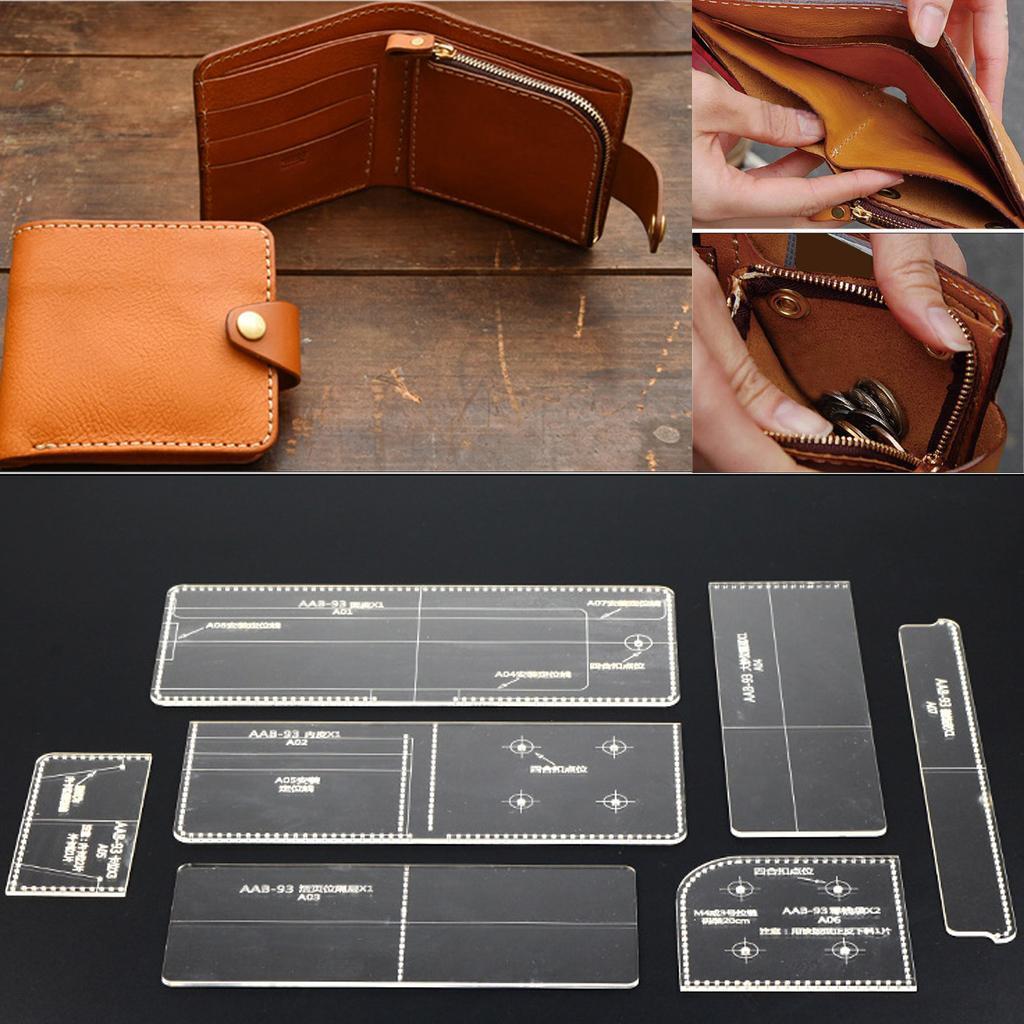 8 Pieces/Set DIY Leather Craft Clear Acrylic Wallet Pattern Stencil Template