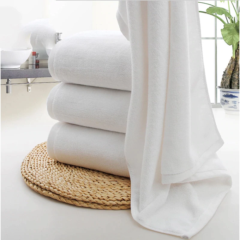 Khăn tắm khách sạn trắng trơn loại lớn HANTEXCO 100% cotton, mềm mại, không xù lông tiêu chuẩn 5 sao