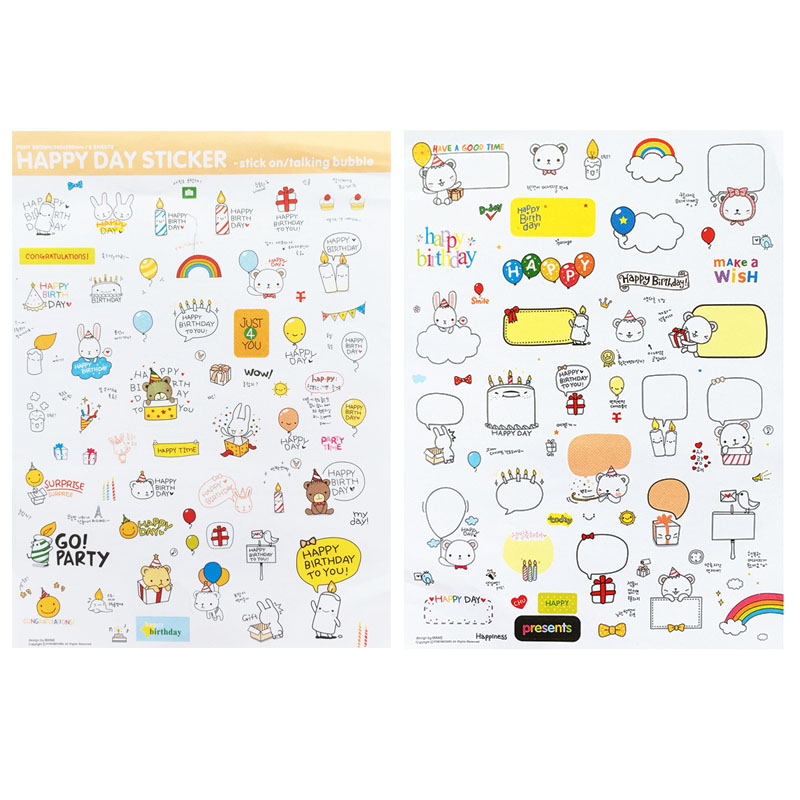 Bộ 2 Tấm Sticker  Giấy Trang Trí Chủ Đề Sinh Nhật Vui Vẻ Happy Birthday