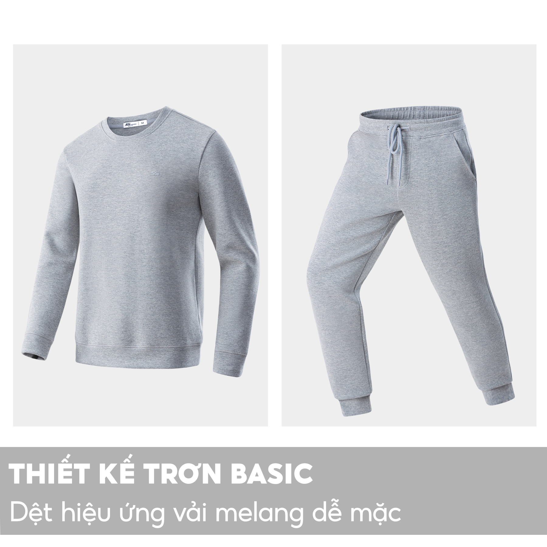 Bộ Quần Áo Nam Dài Tay 5S FASHION (4 Màu), Chất Nỉ Cotton Dày Dặn, Phom Slimfit, Trơn Basic, Màu Sắc Dễ Mặc (BNI23400)