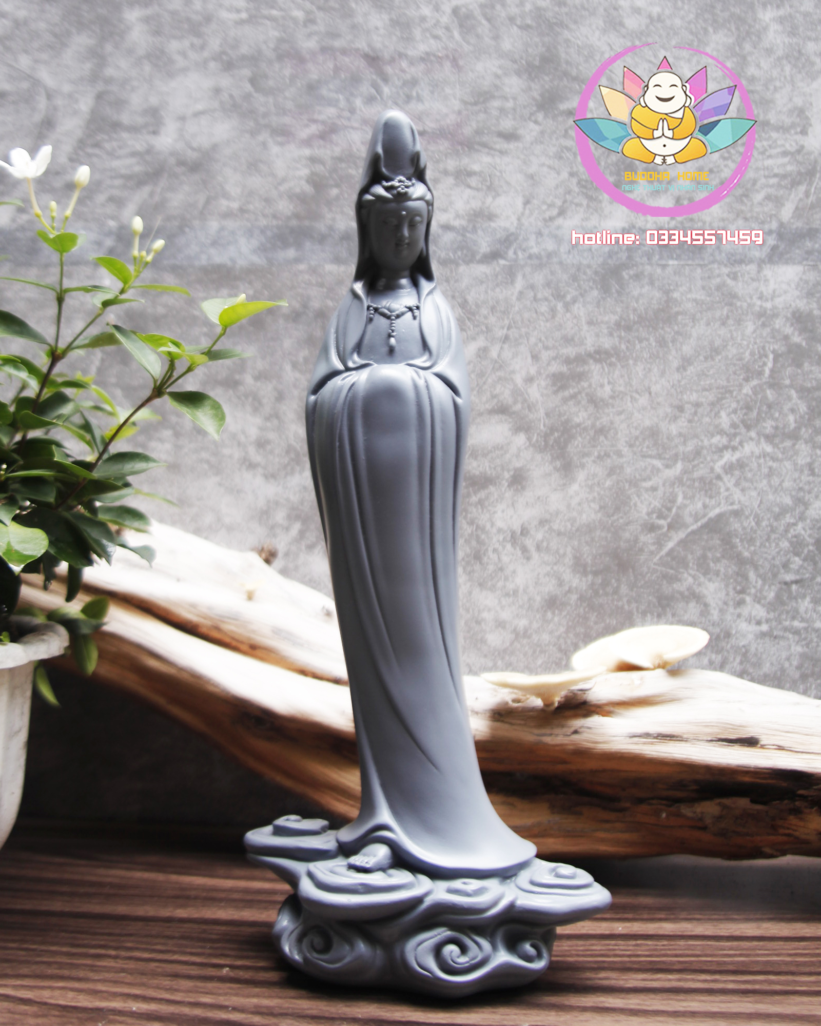 Tượng Phật Quan Âm cao 40cm trang trí nội thất nhà cửa- phong thủy