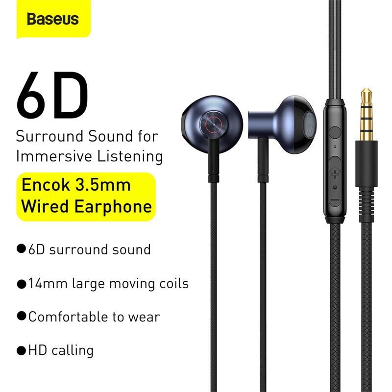 Baseus -BaseusMall VN Tai nghe AUX 3.5mm Baseus Encok H19 Wired Earphone