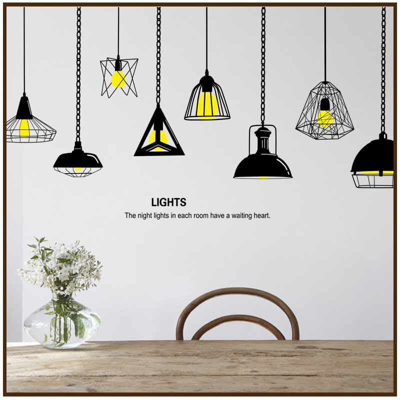 Decal dán tường Đèn treo số 7 AmyShop DKN097