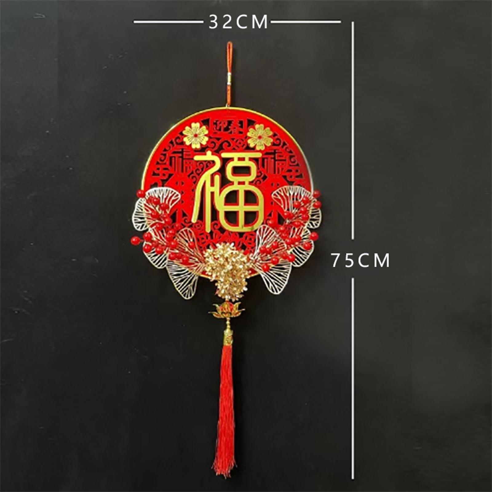 Vòng Treo Cửa Chữ PHÚC Chất liệu flannel bằng acrylic bền Dùng Trang Trí Năm Mới Nhà Cửa/ Văn Phòng May Mắn