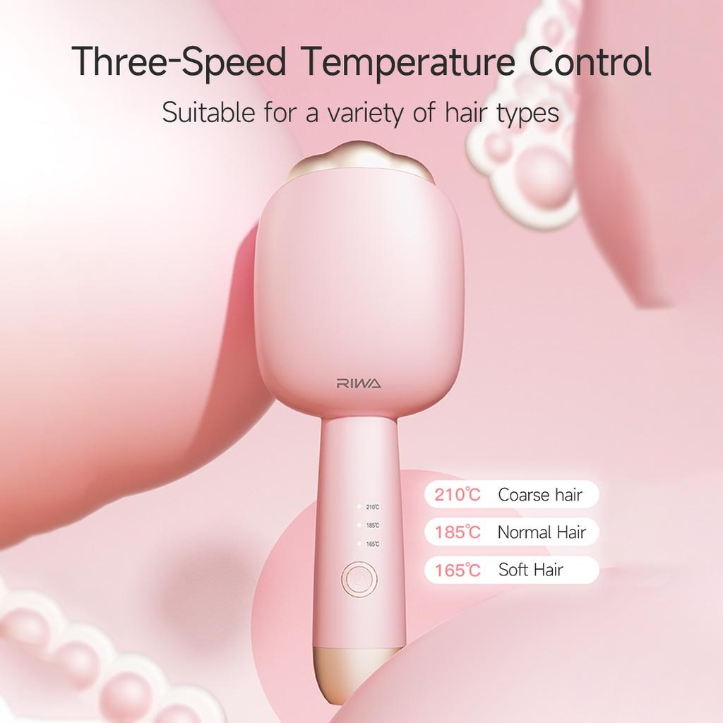 Máy Uốn Tóc Riwa Tráng Men 3 Tốc Độ Điều Chỉnh Nhiệt Độ Thiết Kế Móng Vuốt Mèo 32MM