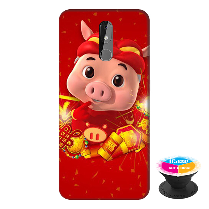 Ốp lưng điện thoại Nokia 3.2 hình Heo Thần Tài  tặng kèm giá đỡ điện thoại iCase xinh xắn - Hàng chính hãng