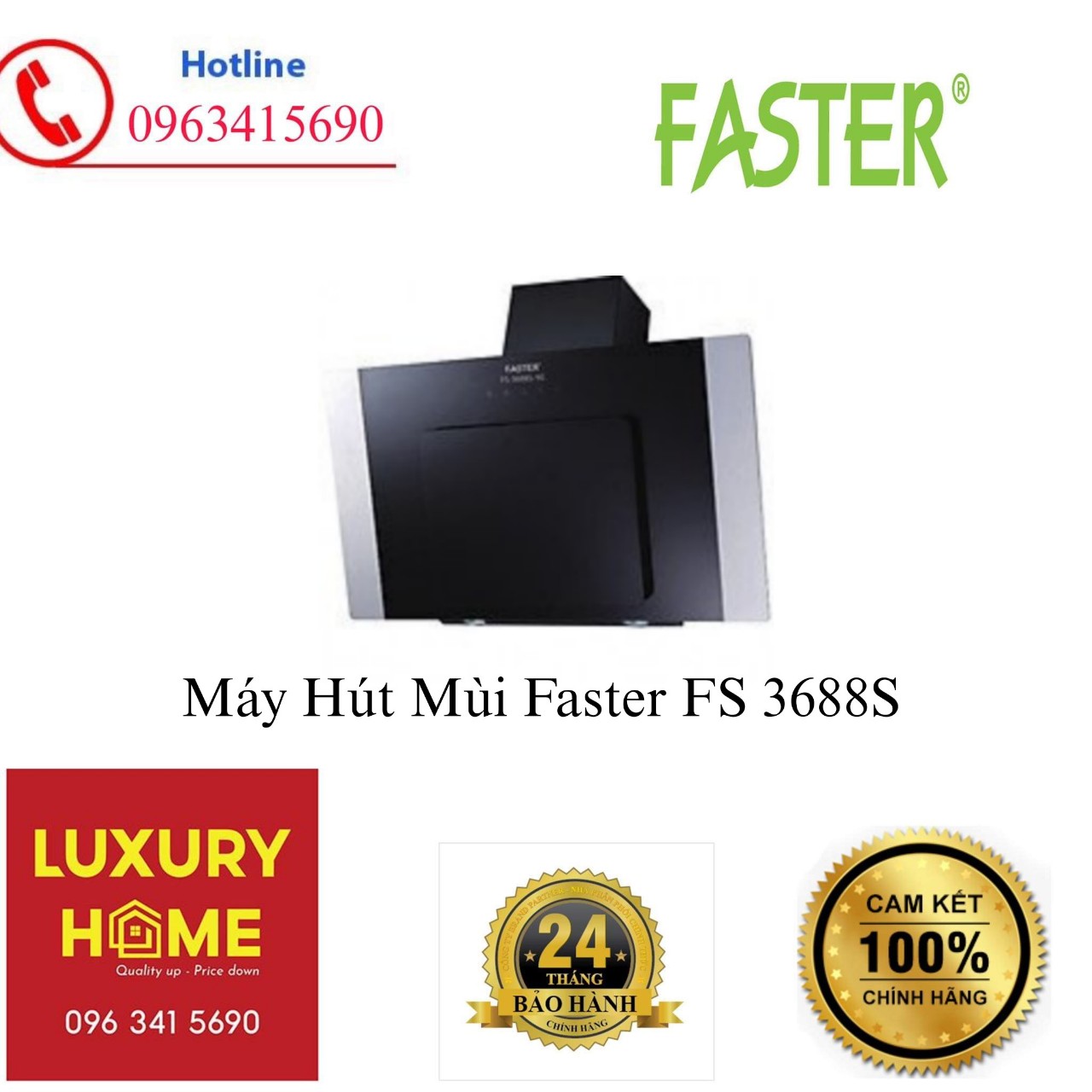 Máy Hút Mùi Faster FS 3688S - Hàng chính hãng