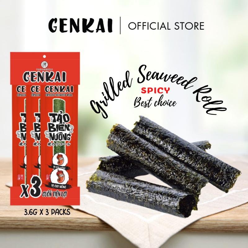 Snack Tảo Biển Nướng Cuộn GENKAI Vị Cay nóng 10.8g  (3.6g x 3 gói)