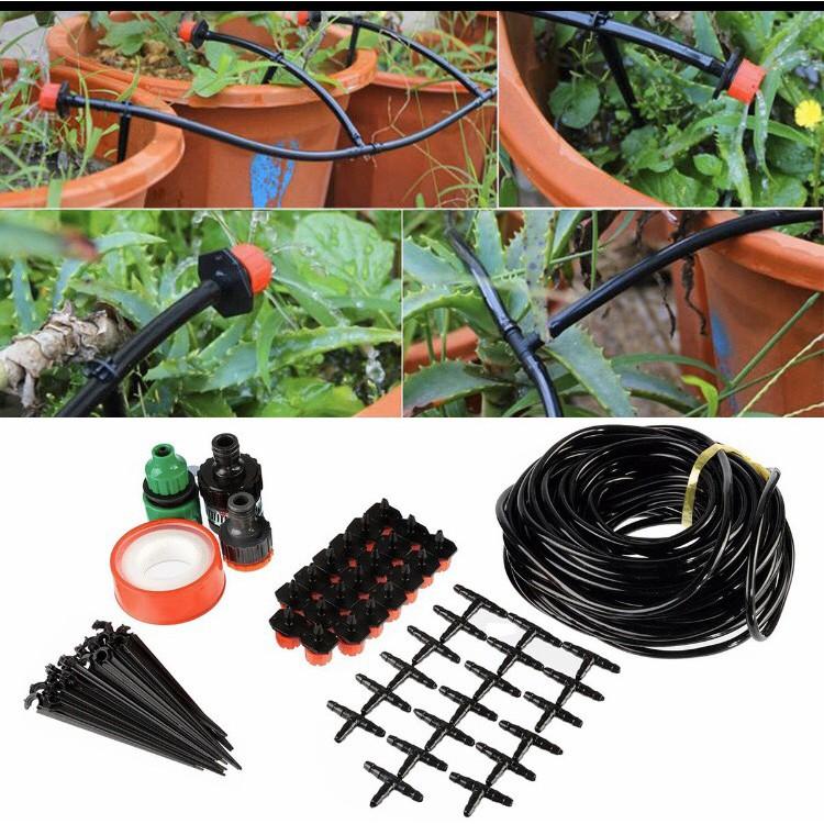 Bộ kit tưới nhỏ giọt tiết kiệm gồm 20 béc tưới 8 tia điểu chỉnh nhỏ giọt - Bộ kết nối ren xanh