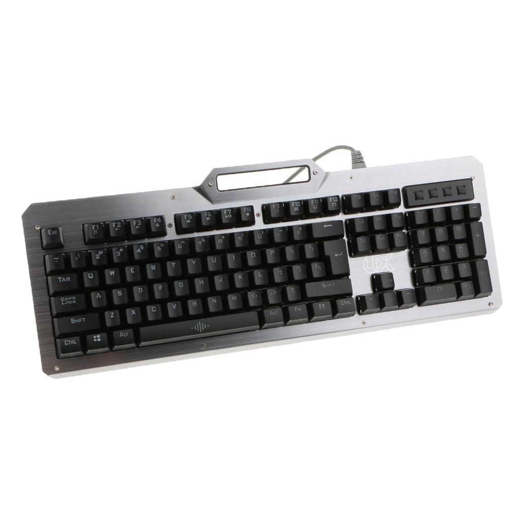 104 Keys Ergonomic Backlit Gaming Mechanical USB Wired Keyboard Blue Switch