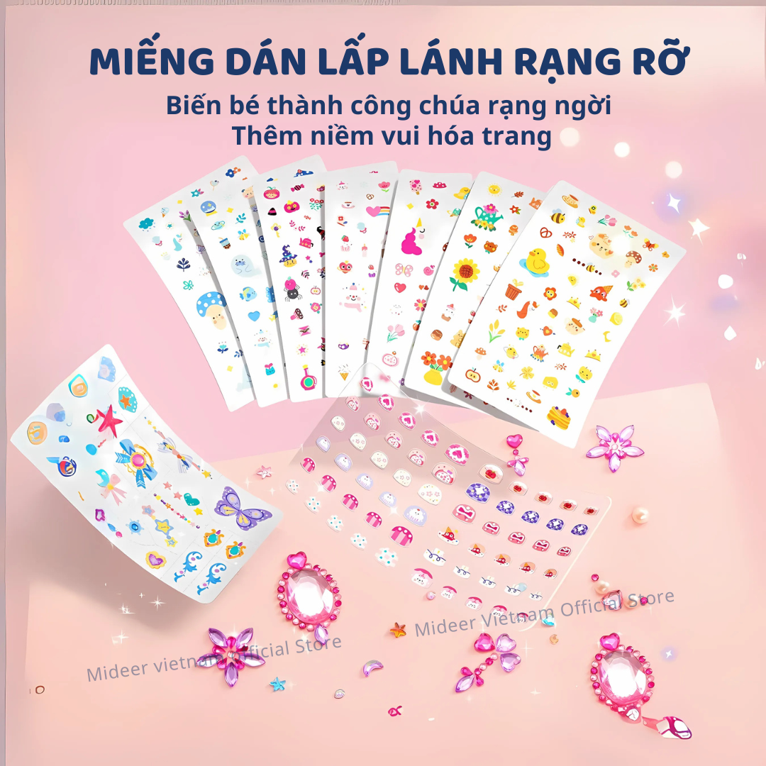 Hình xăm, sticker dán móng tay cho bé gái Mideer Garden Fairy Dress Up Sticker Pack 1000 miếng