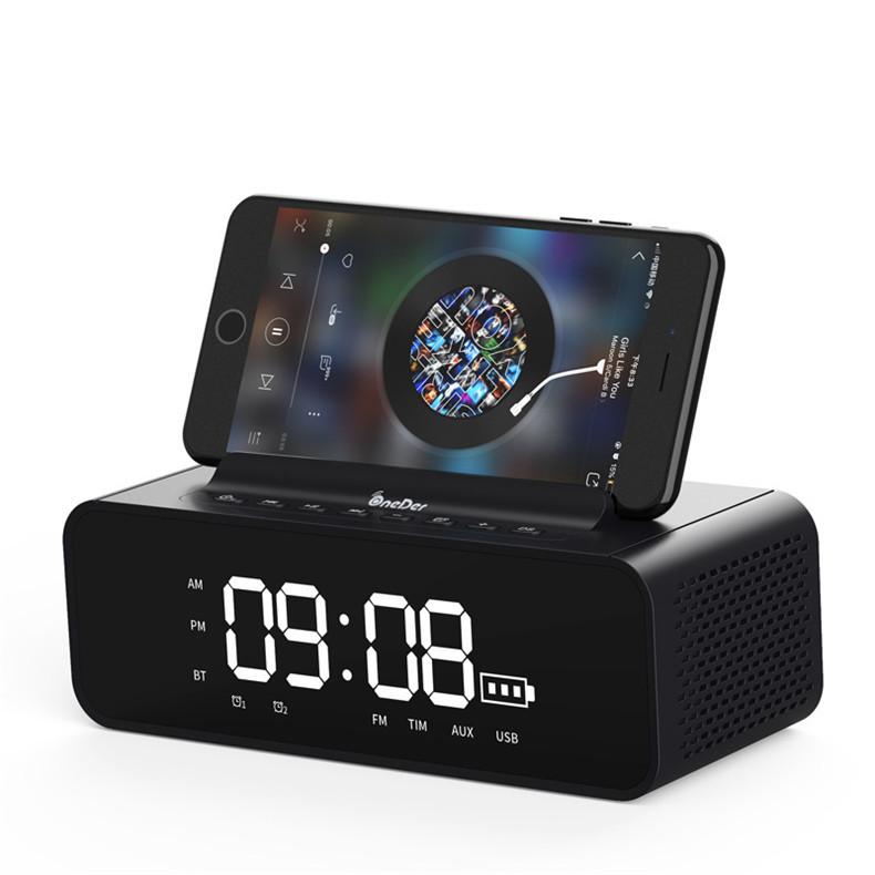 Phong Cách Mới Nhất Magic V06 Âm Thanh Bluetooth Không Dây Giá Đỡ Điện Thoại Gương LED Đồng Hồ Báo Thức Chất Lượng Âm Thanh HiFi Đôi Loa Loa