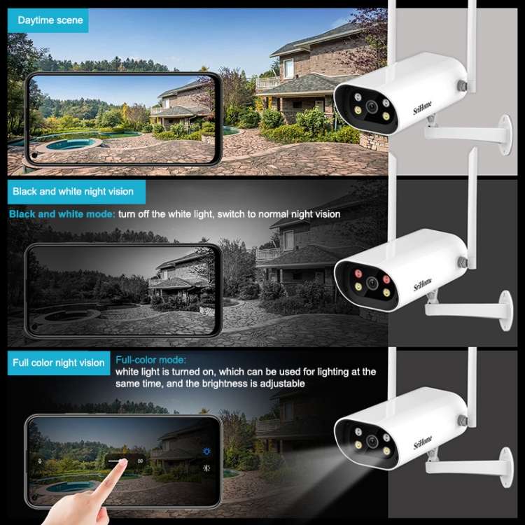 Camera IP không dây ngoài trời chống nước chống bụi Srihome SH037 QHD 4MP hỗ trợ wifi chuẩn 5G - HÀNG CHÍNH HÃNG