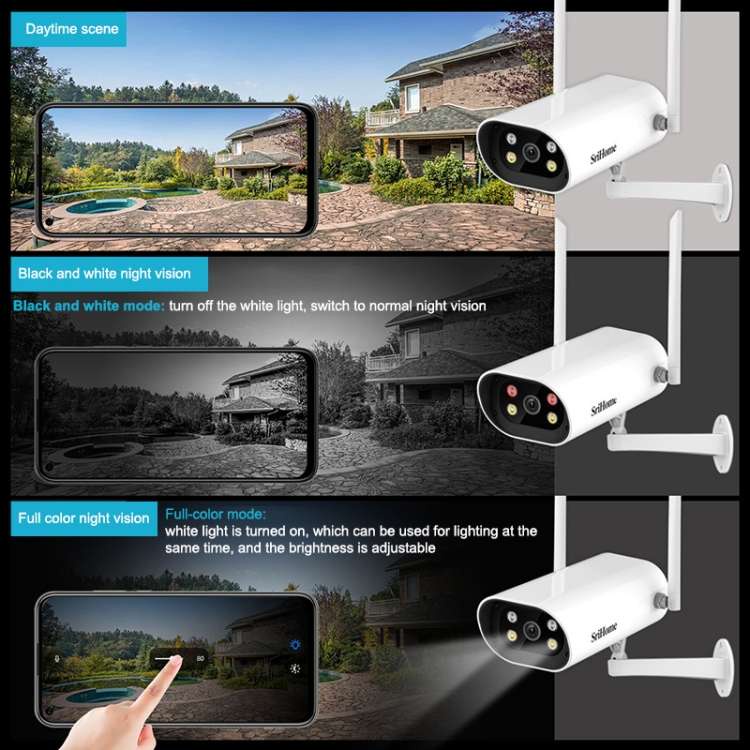 Camera IP không dây ngoài trời chống nước chống bụi Srihome SH037 QHD 4MP hỗ trợ wifi chuẩn 5G - HÀNG CHÍNH HÃNG