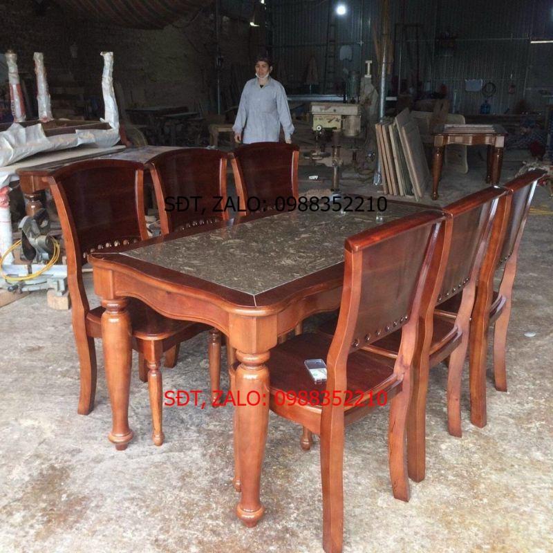 Bàn ăn cao cấp mặt đá gỗ huỳnh