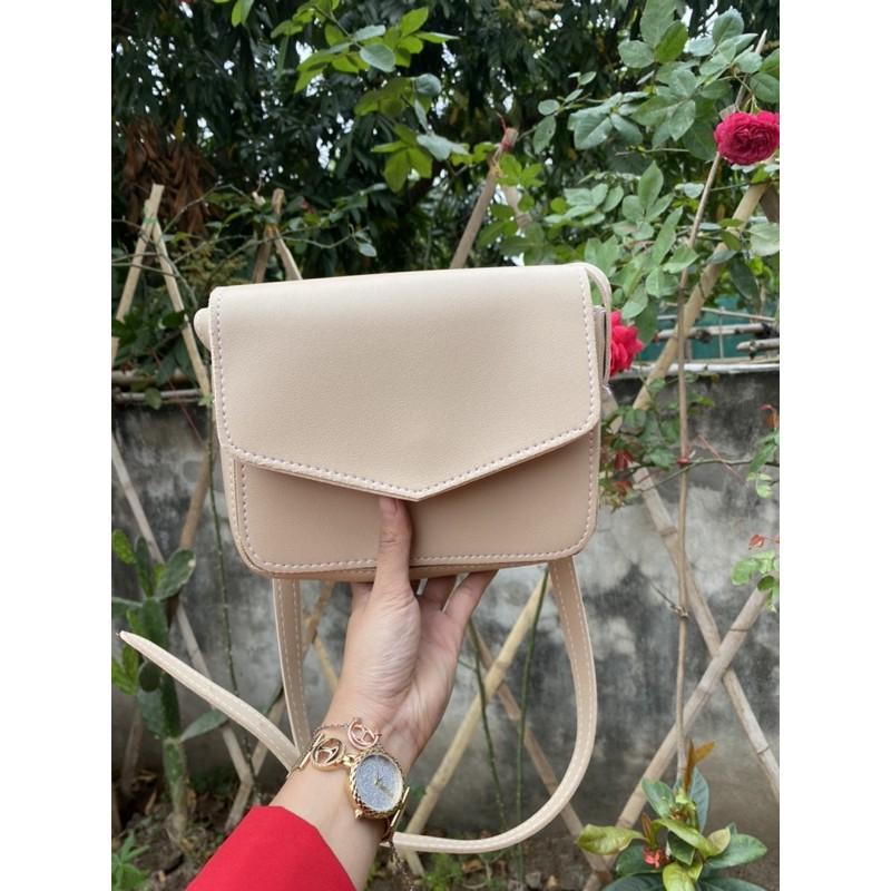 Túi xách nữ dáng bì thư da mềm có khóa kéo