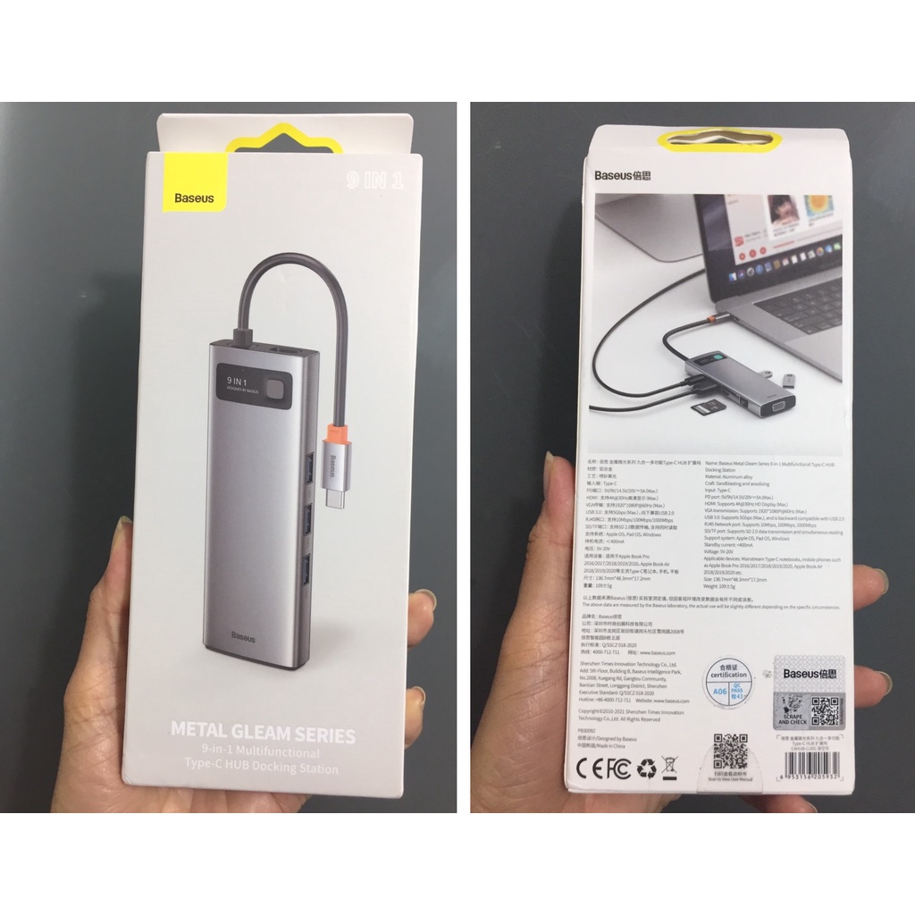 Hub / Bộ chia cổng Type-C đa năng 9 in 1 Baseus Metal Gleam Series CAHUB- CAHUB-CU0G _ Hàng chính hãng
