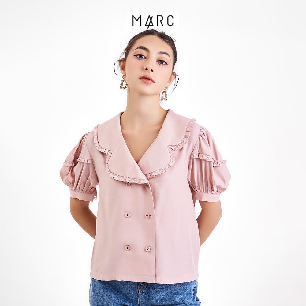 Áo kiểu nữ MARC FASHION tay phồng cổ danton phối bèo FASH090322