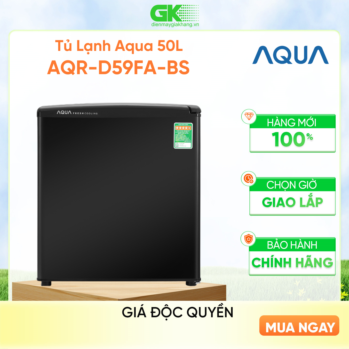 Tủ Lạnh Mini Aqua 50 lít AQR-D59FA-BS - Hàng Chính Hãng - Chỉ giao tại HCM
