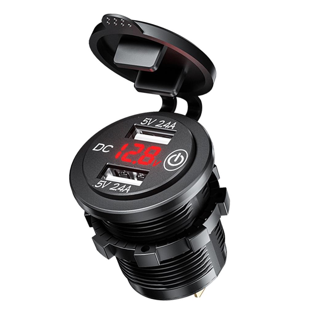 Dual USB Lighter Socket Car Charger Adapter With Touch Switch