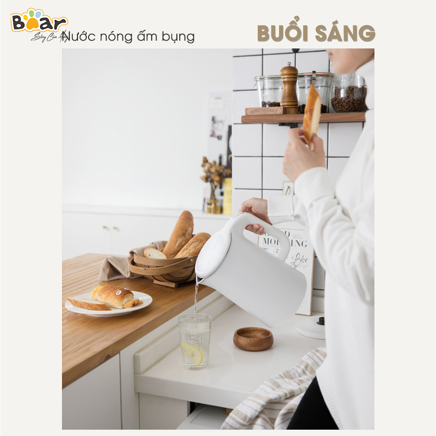 [Hàng Chính Hãng]Bình đun nước siêu tốc Bear ZDH-B15T1 1.5L công suất 1500W, lõi ấm Inox 304 cao cấp, chống cháy cạn, chống cháy khi quá nhiệt, ngắt điện tự động khi sôi, phù hợp sử dụng trong gia đình, văn phòng nhỏ