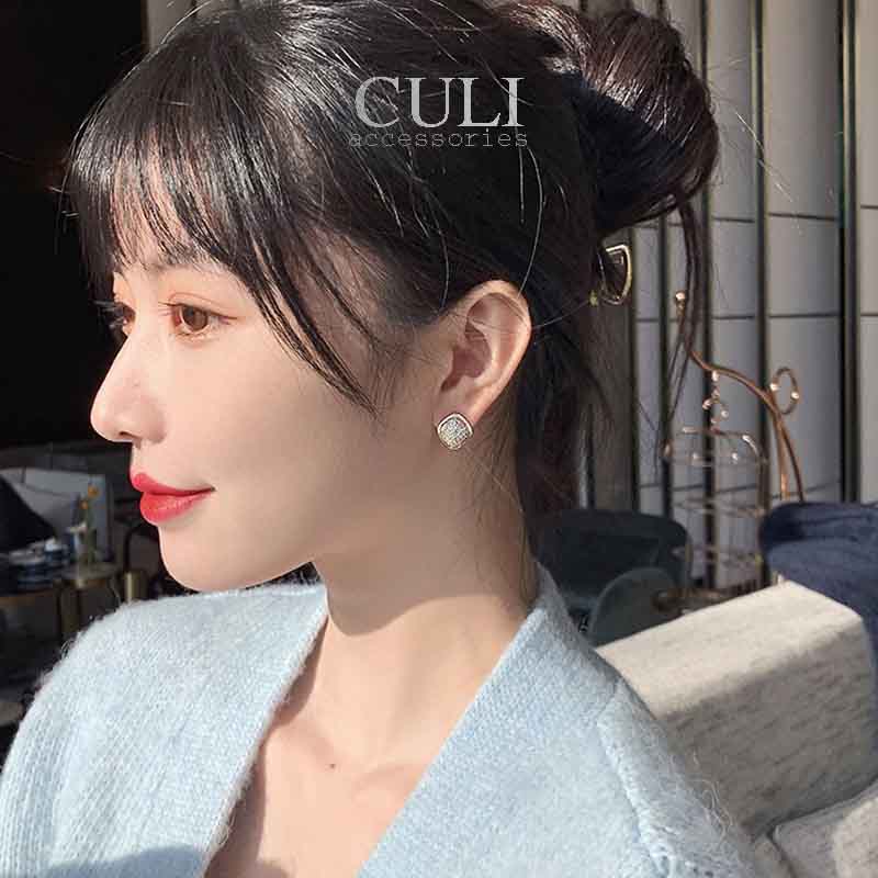 Khuyên tai hình vuông đính đá zircon, thời trang, sang trọng HT681 - Culi accessories