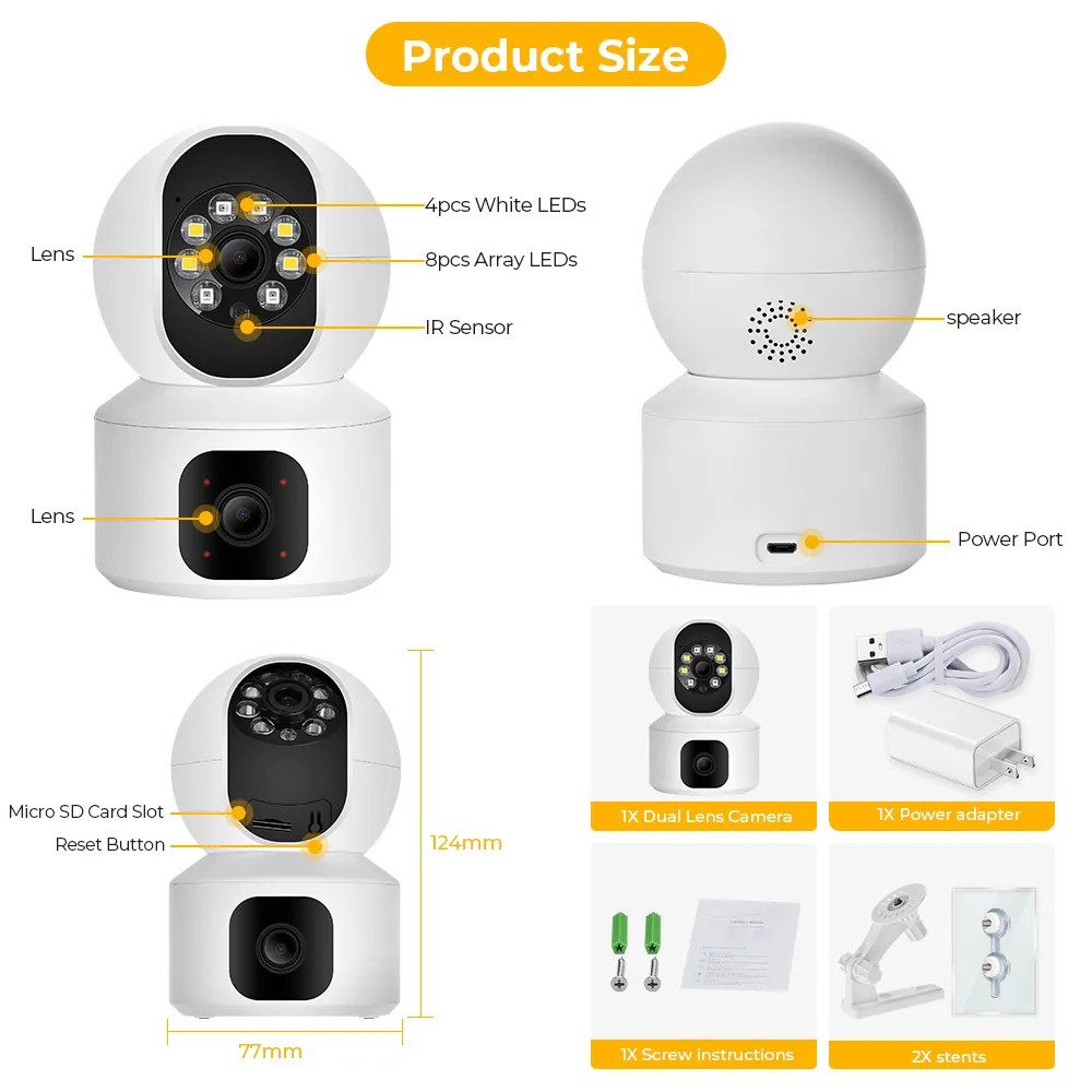 CAMERA 2 MẮT TRONG NHÀ YOOSEE YS2304 - 4.0MPX KẾT NỐI WIFI, XOAY 360 ĐỘ, ĐÀM THOẠI 2 CHIỀU - Hàng Chính Hãng