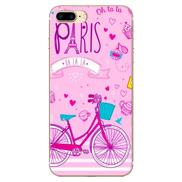 Ốp Lưng Dành Cho iPhone 8 Plus/ 7 Plus - Mẫu Xe Đạp Paris Hồng