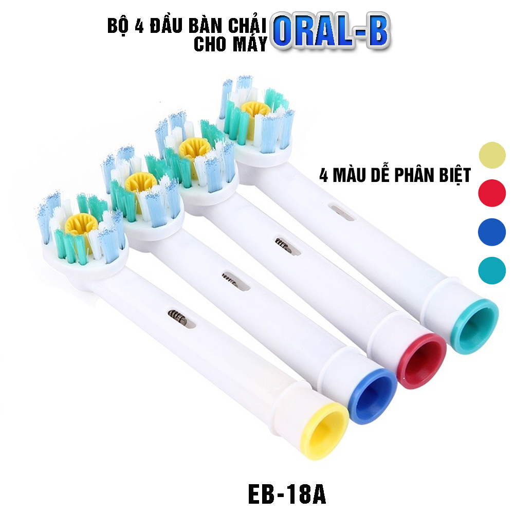 Cho máy Oral B Braun, EB-18A Pro White 3D set (4 chiếc/vỉ), Bộ 4 đầu bàn chải đánh răng điện Minh House