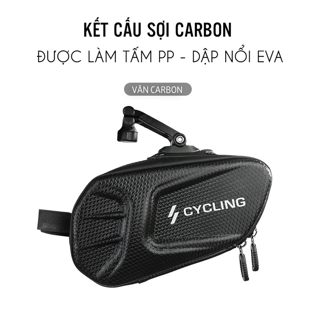 Hộp Túi Đuôi Gắn Dưới Yên Xe Đạp Leo Núi Form Cứng Chất Liệu EVA Vân Carbon Cứng Cáp Chống Nước 8 inch MaiLee