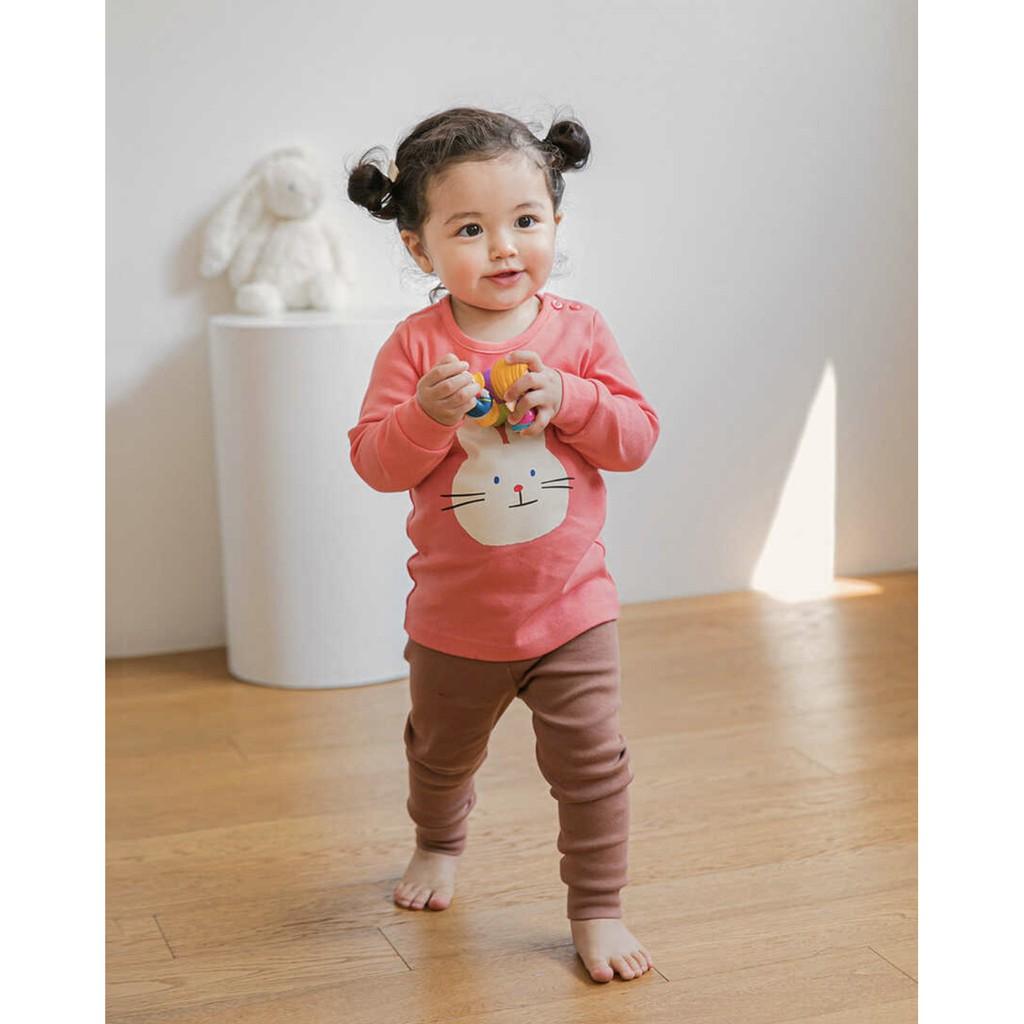 ĐỒ BỘ DÀI TAY CAO CẤP TRẺ EM CỦA HÃNG CORDI-I NỘI ĐỊA HÀN, CHẤT THUN COTTON ORGANIC, MẪU THỎ CAM