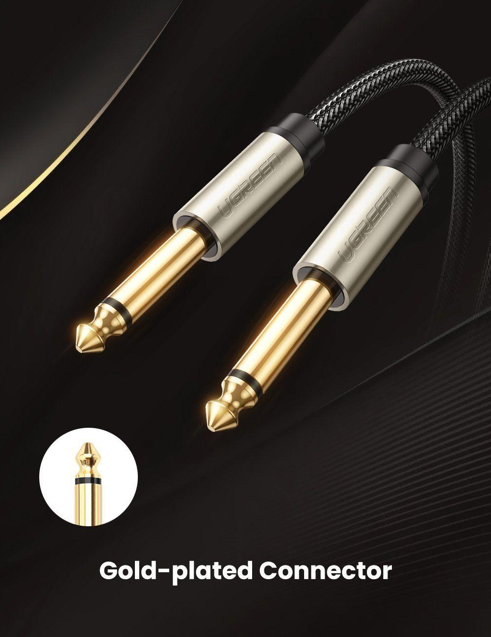 Ugreen UG10640AV128TK 5M màu xám cáp 6.5mm TS âm thanh Pro audio đầu mạ vàng 24k - HÀNG CHÍNH HÃNG