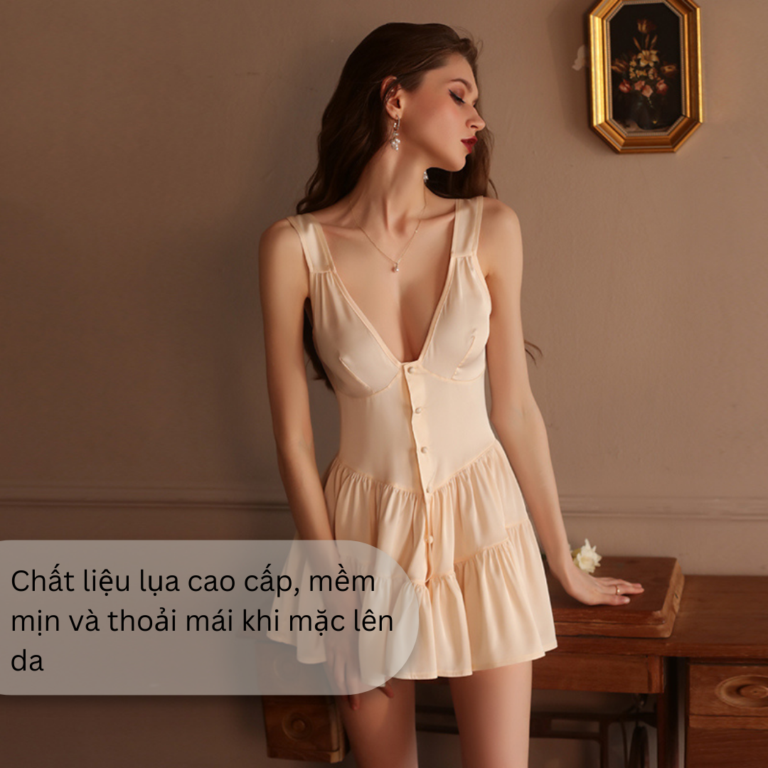Đầm váy ngủ VICKE SECVIA chất lụa không nhăn cao cấp sexy gợi cảm quyến rũ 2095