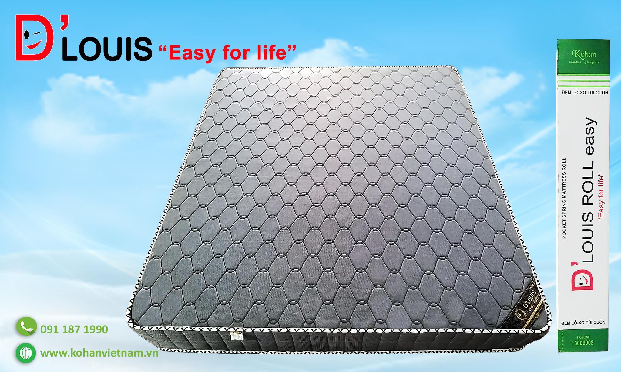 Nệm lò xo túi độc lập KOHAN cuộn hút chân không D'LOUIS ROLL EASY