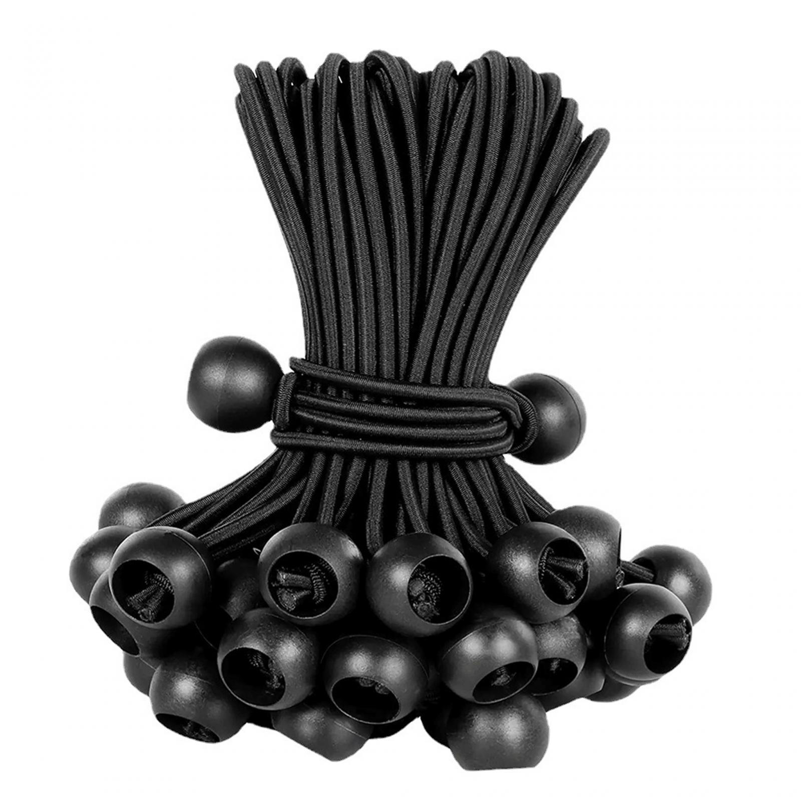 100 Pieces 15cm Ball Bungee Cords Rope Stretchable Black for Cargo Camping