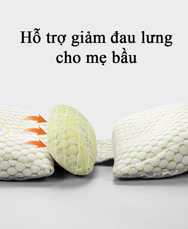 Gối Bầu Cánh Tiên Chữ U Cao Cấp Bidole Hỗ Trợ Giảm Đau Lưng Cho Mẹ Bầu - Gối Chống Mỏi Lưng Đỡ Bụng Cho Bà Bầu Ngủ Ngon Chất Liệu Cotton Mềm Mại Co Giãn Tốt - Đai Đỡ Bụng Bầu Cho Mẹ